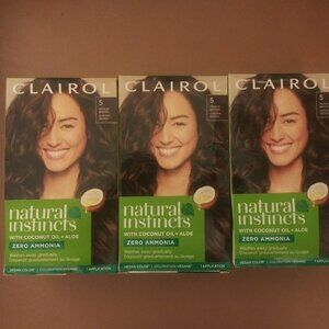 Clairol Natural Instincts ammonia free hair COLOR # 5 Medium Brown - 3 boxes